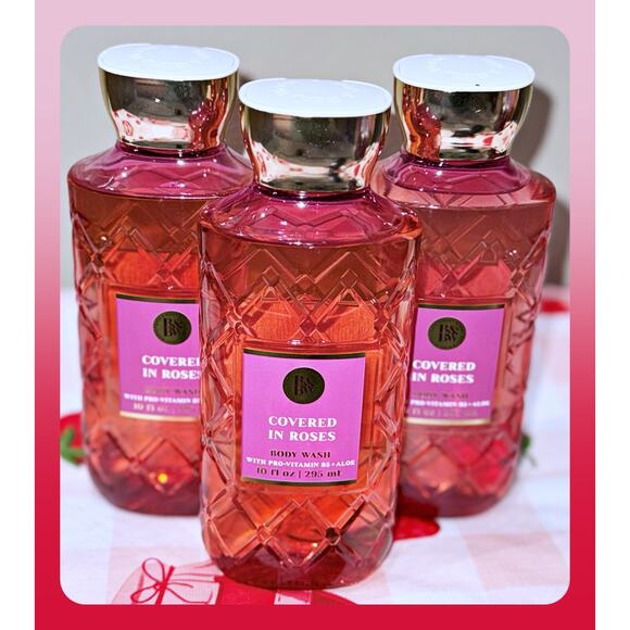 Bath & Body Works Covered in Roses 10 oz Shower Gel Body Wash with Aloe B5 x3 - Picture 2 of 4